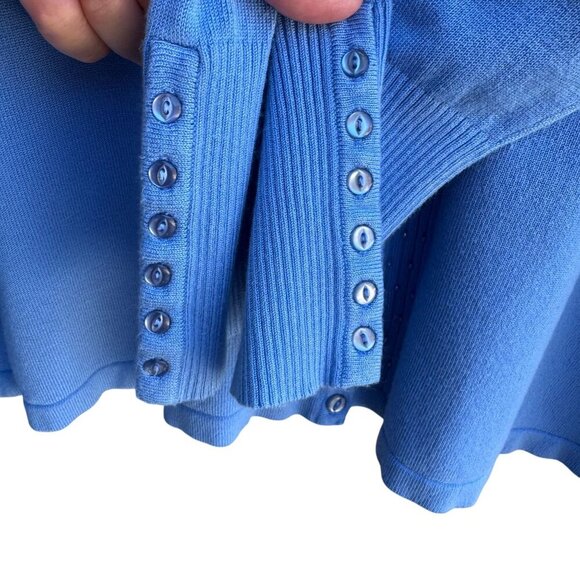 Maggie Barnes Womens Blue Button-Front Knit Beaded Long Sleeve Cardigan Sweater - Picture 5 of 9